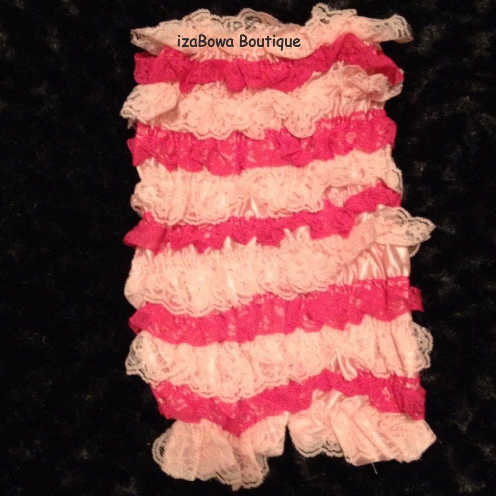 ***** All Pink Strapless Lace Romper 520R06M  Medium 12m-2T  NWT Boutique